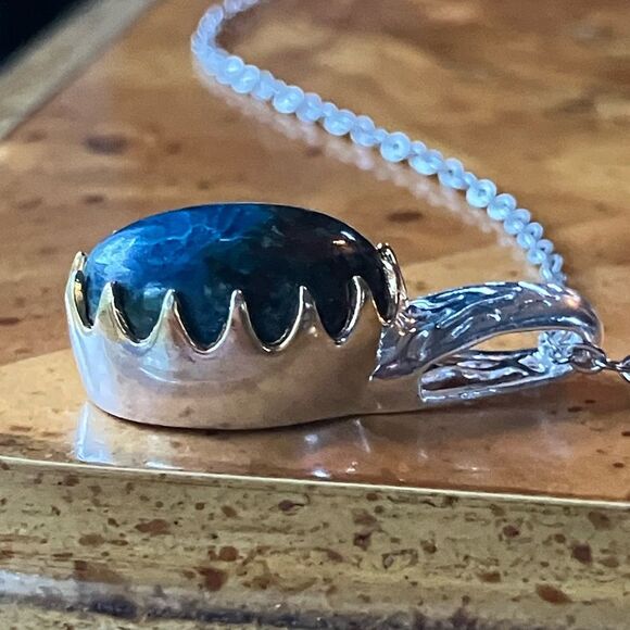 Natural Shadowkite Sterling Silver Crown Pendant - Picture 2 of 7